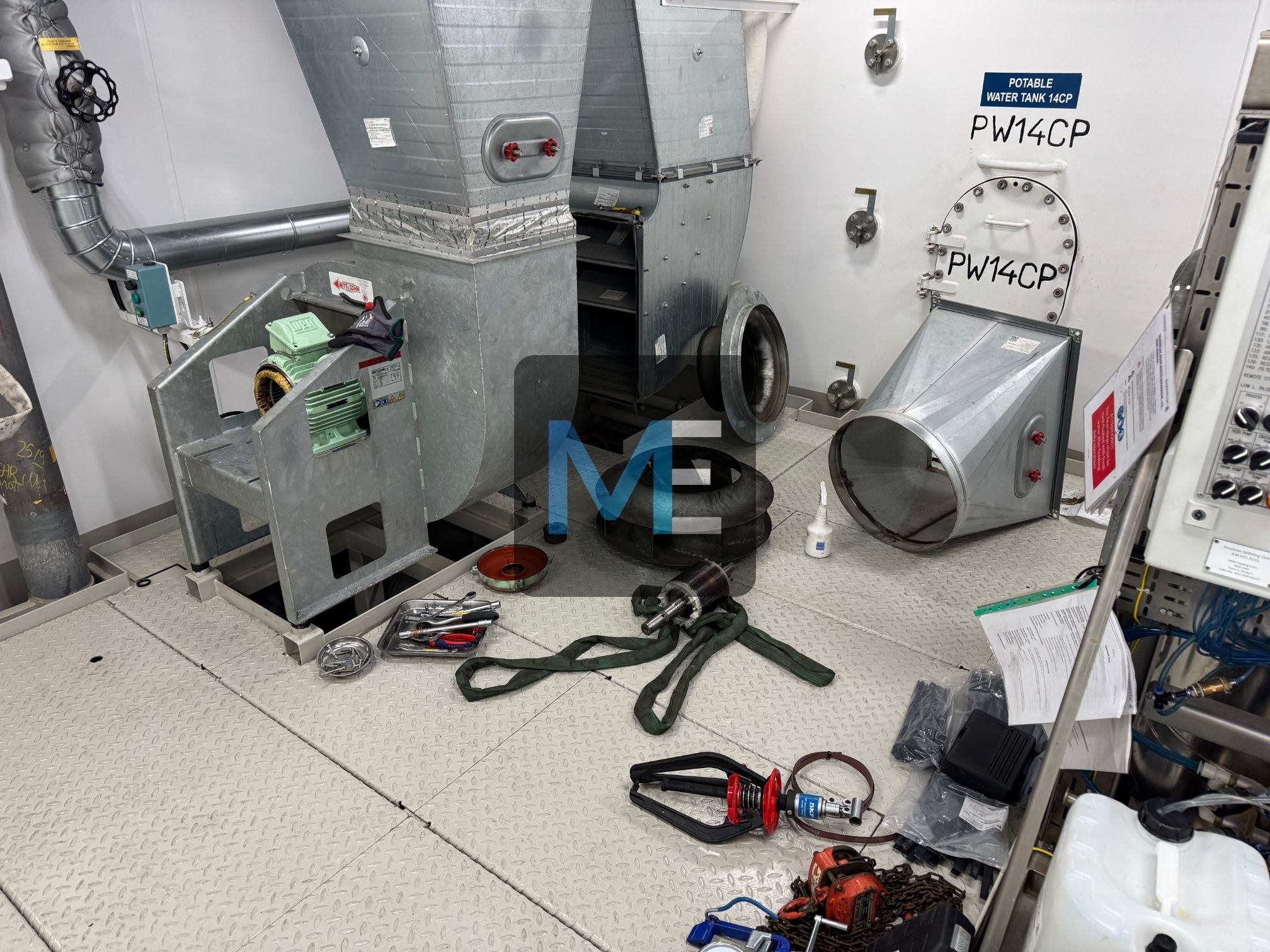 Major repair of the suction fan for the engine room