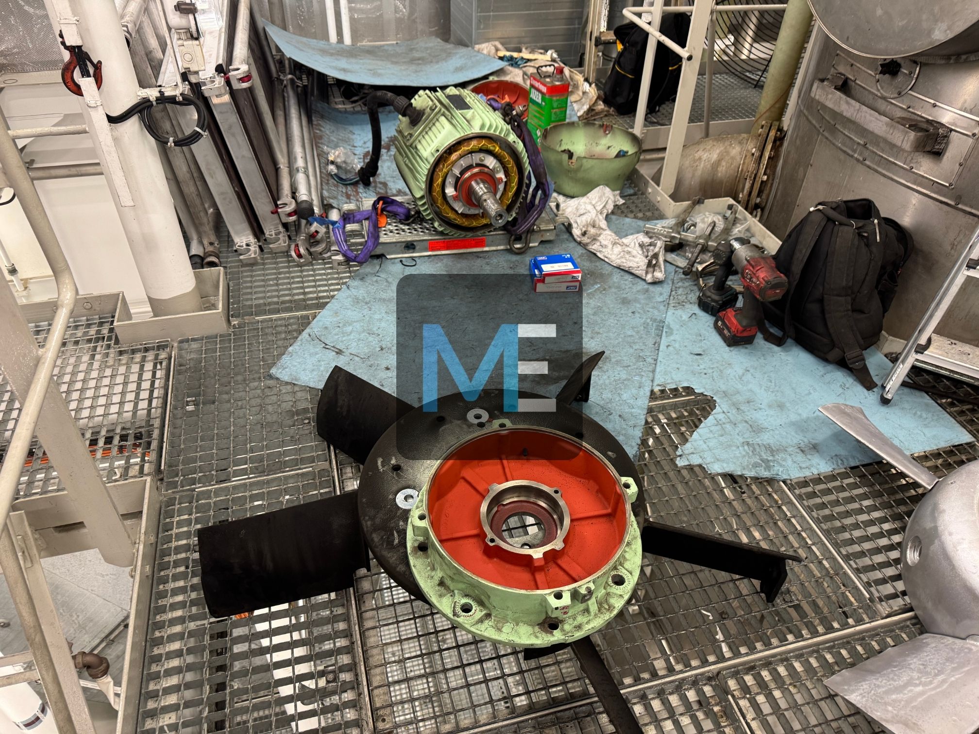 Major repair of the suction fan for the engine room
