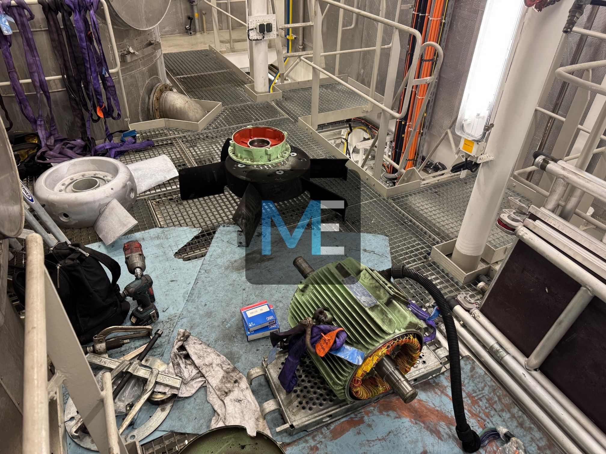 Major repair of the suction fan for the engine room