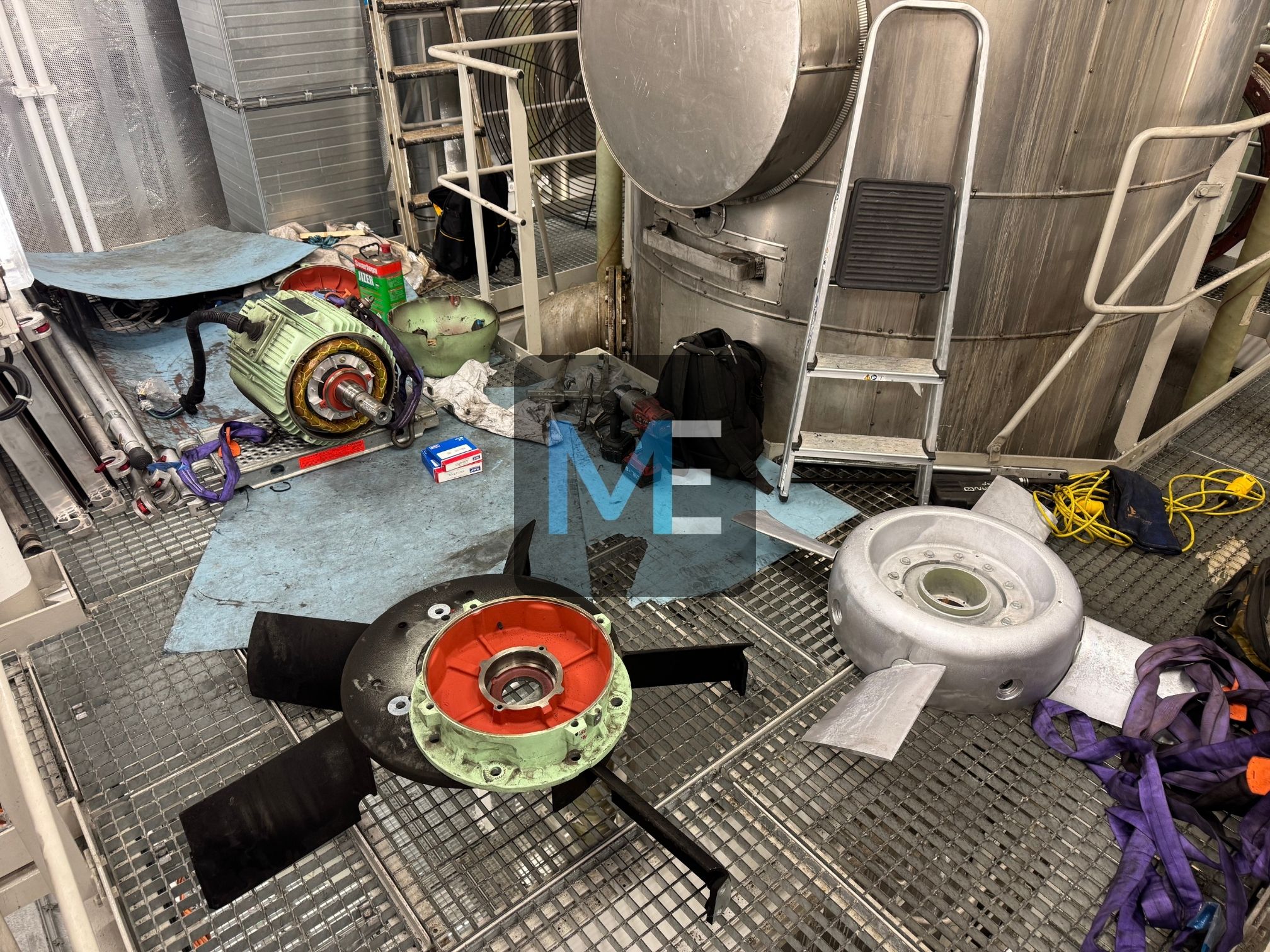 Major repair of the suction fan for the engine room