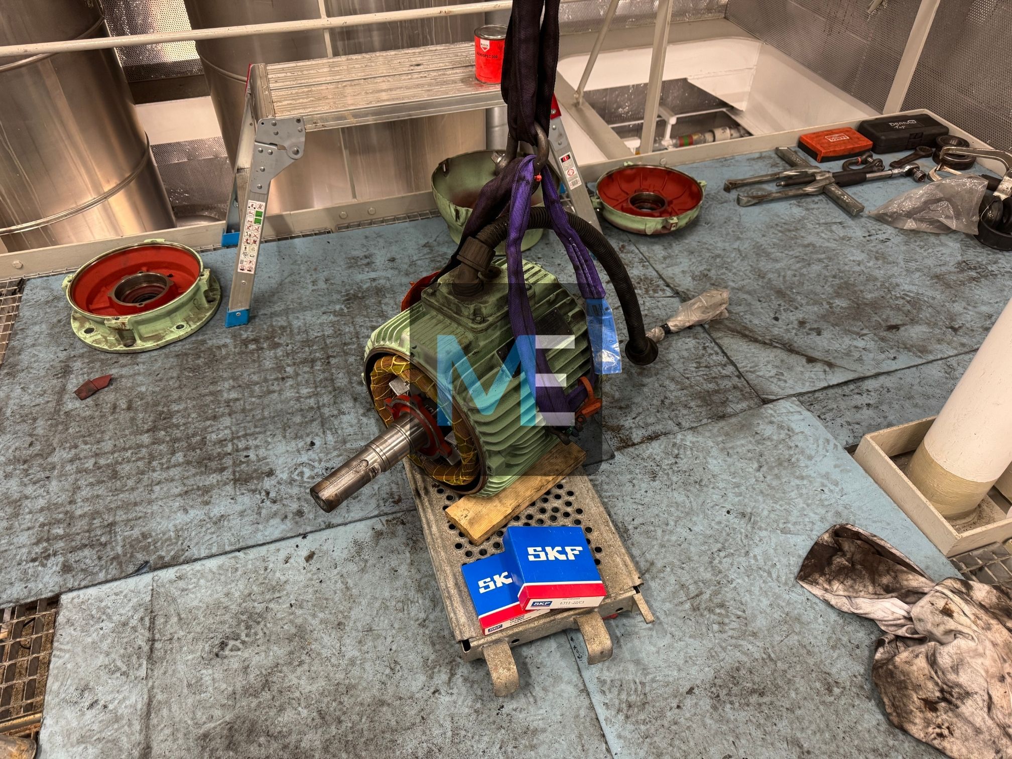 Major repair of the suction fan for the engine room