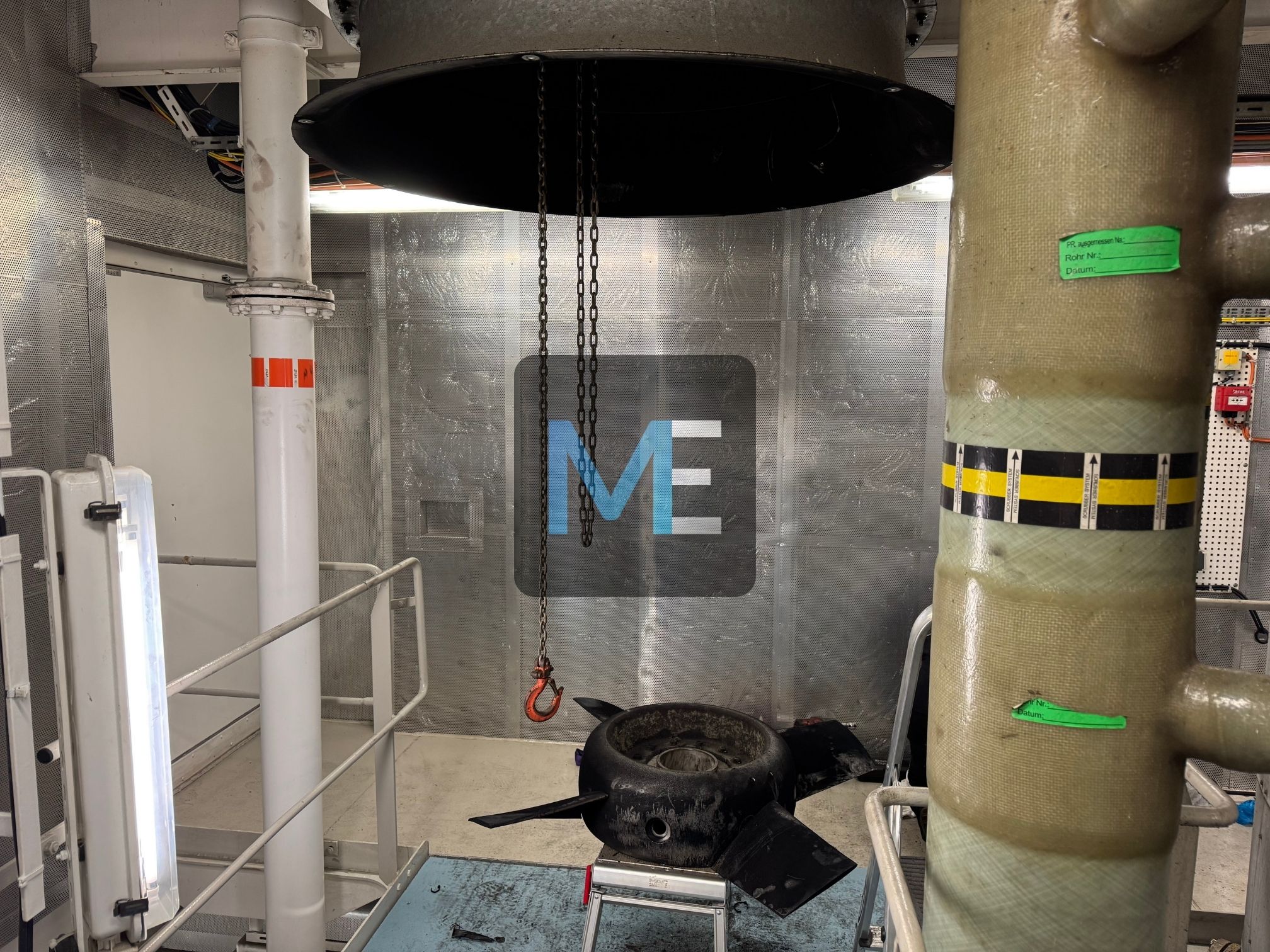 Major repair of the suction fan for the engine room