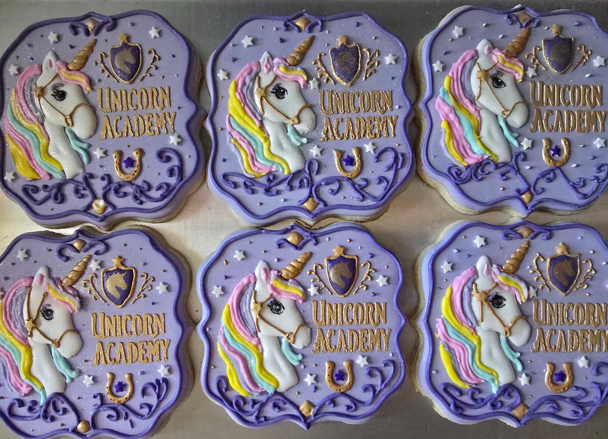 4" Unicorn Academy inspired Sugar Cookies.