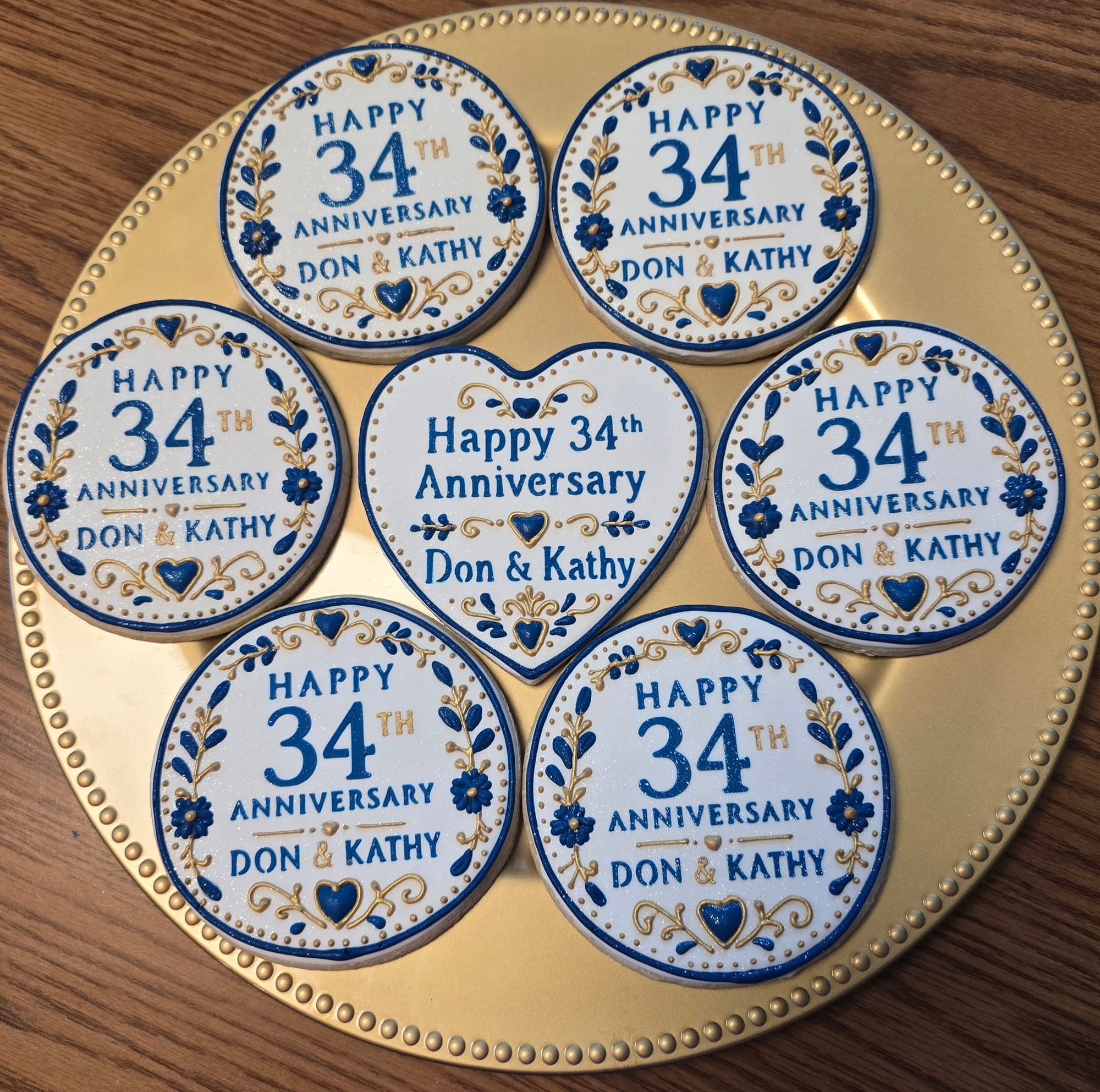 4" Anniversary Custom Cookies.