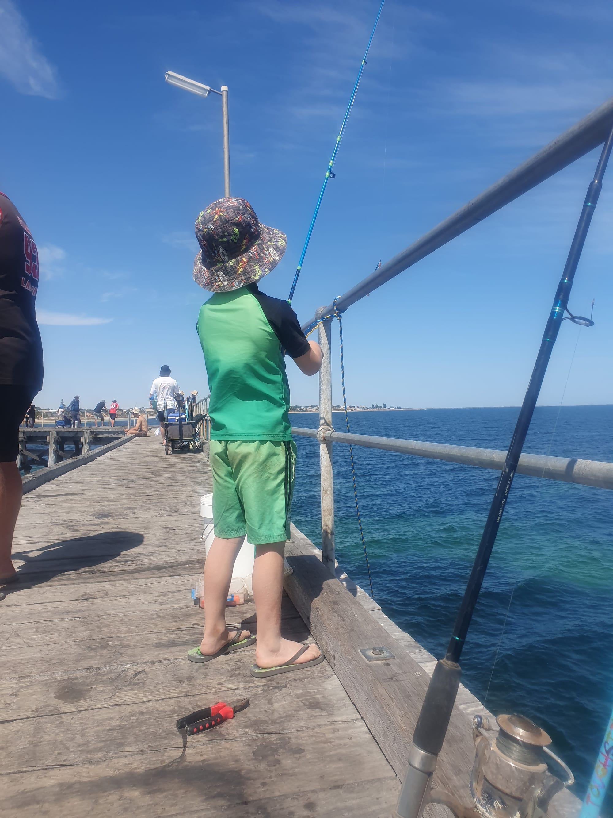 Fishing for squid off the jetty at Moonta SA