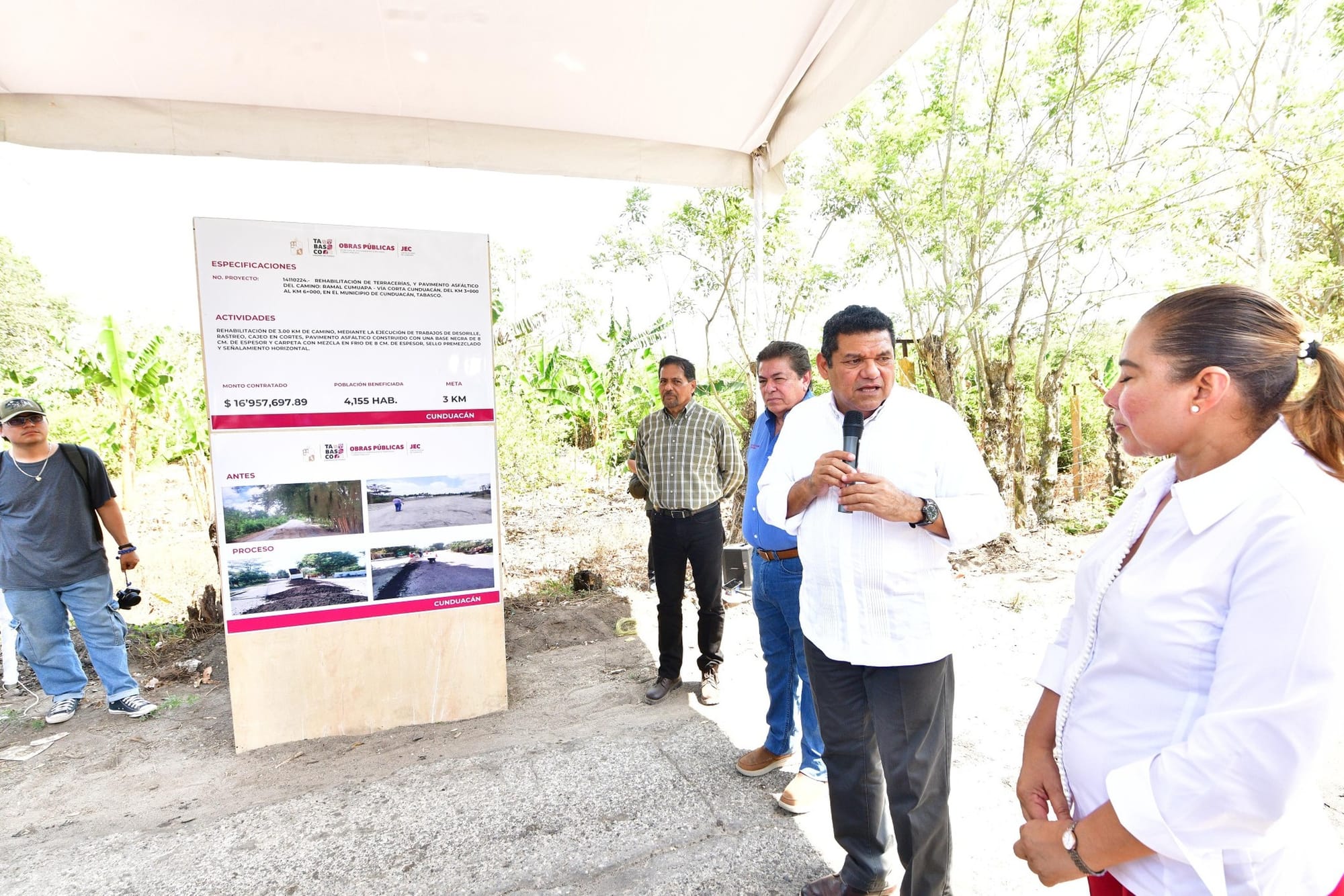 Gobernador de Tabasco Supervisa Rehabilitación del Camino Ramal Cumuapa - Vía Corta Cunduacán