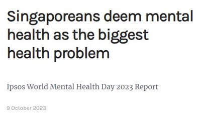 Singaporeans' Top Health Concern - Mental Health