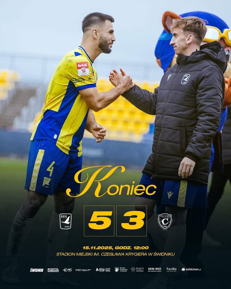 Avia po spotkaniu pełnym zwrotów pokonuje Czarnych Połaniec 5:3