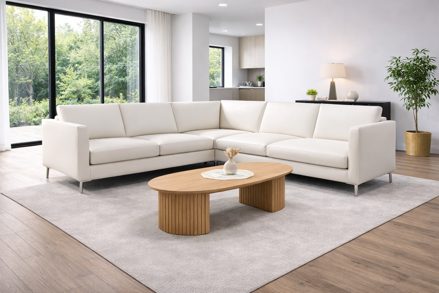 ספה פינתית בצבע לבן