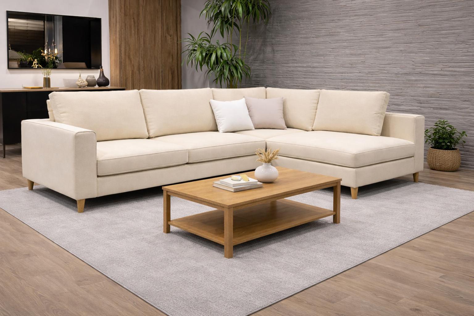 ספה פינתית בצבע לבן