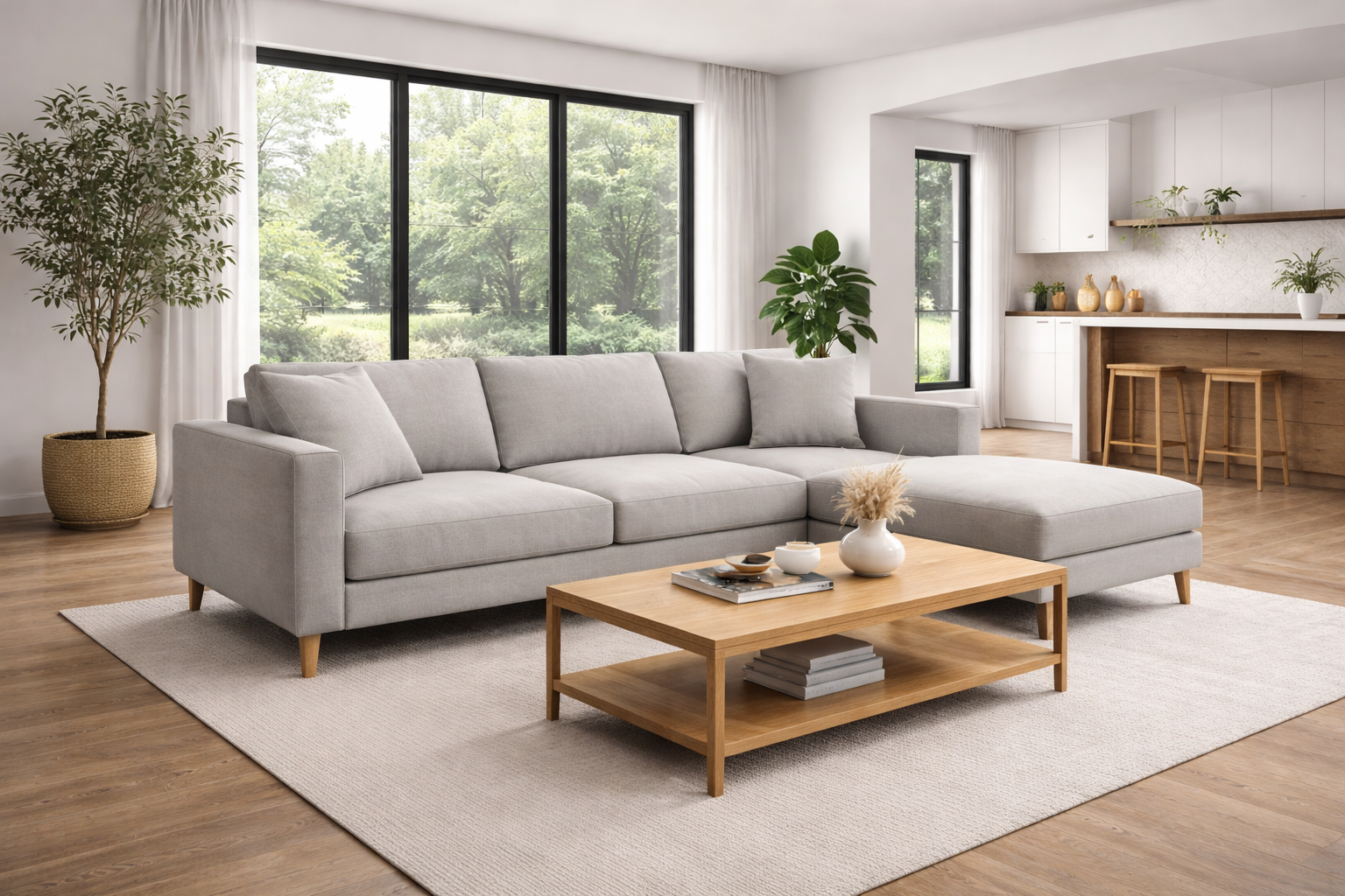 ספה פינתית בצבע אפור