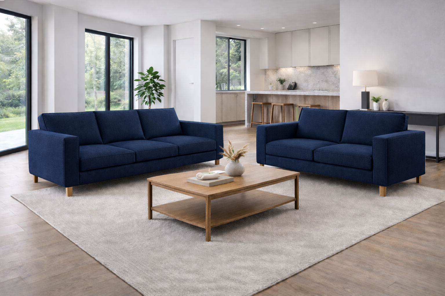 סלון שלוש ושתים בצבע כחול