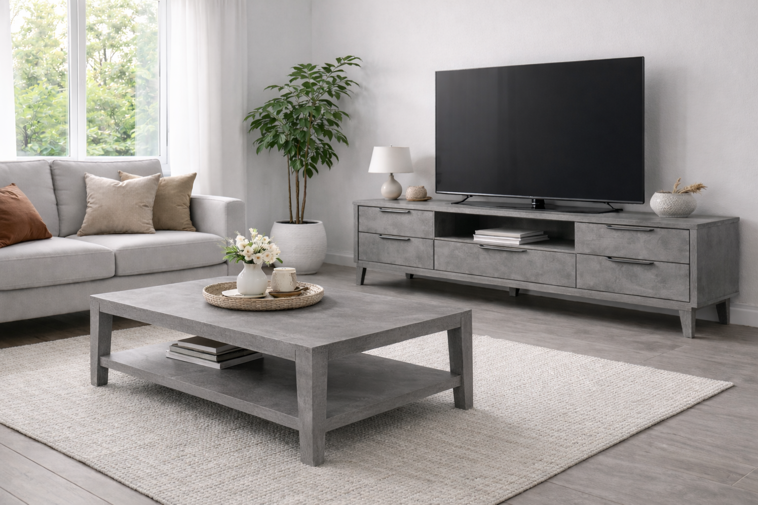 סט מזנון ושולחן בצבע אפור - מק"ט MZ014