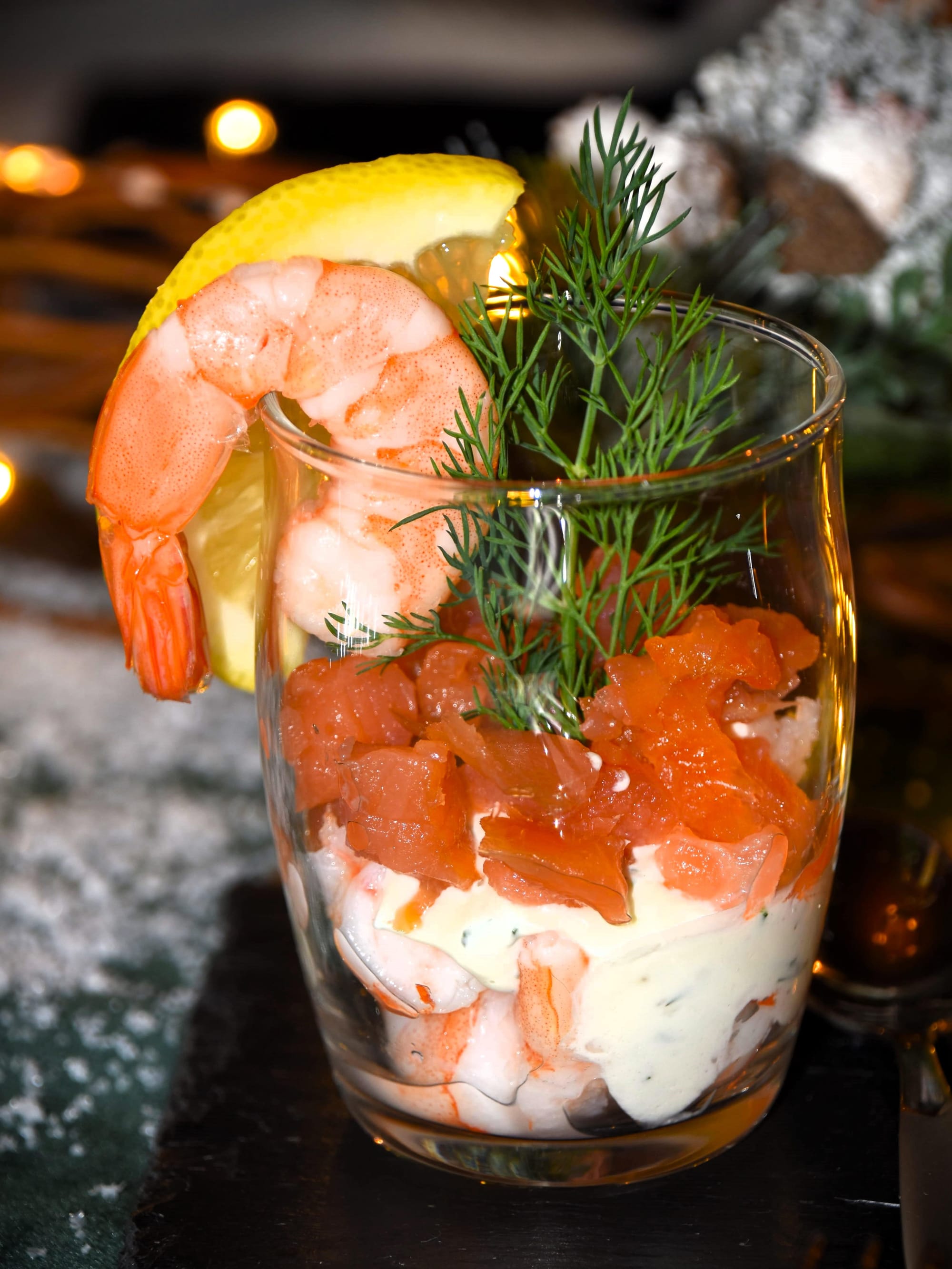 Verrine au saumon et aux crevettes