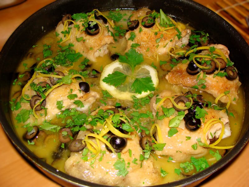Poulet aux citrons et aux olives