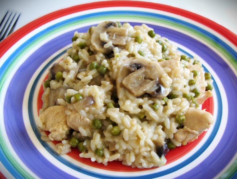 Risotto au poulet, champignons et petits pois au Cookeo