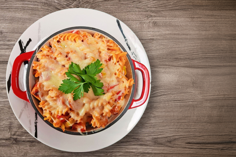 Gratin de pâtes aux chipolatas de poulet