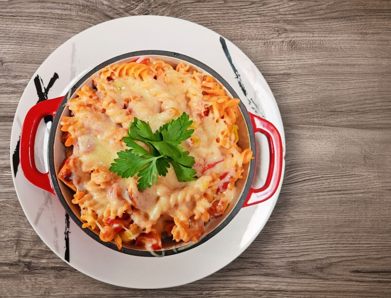 Gratin de pâtes aux chipolatas de poulet