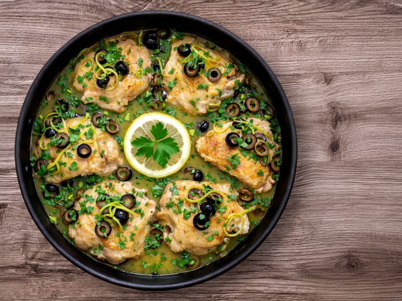 Poulet aux citrons et aux olives