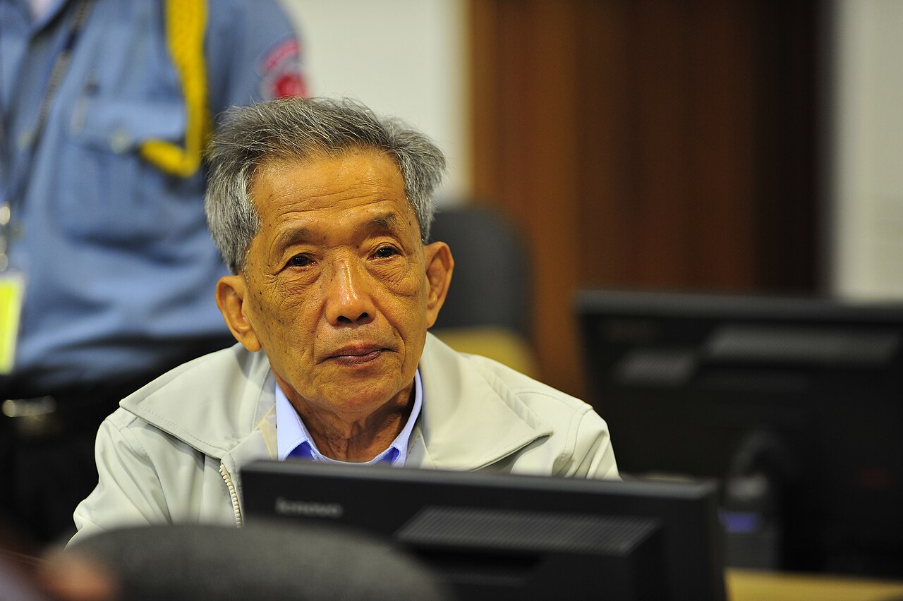 Portrait de Kaing Guek Eav, alias Duch, ancien responsable de S21, lors de son procès