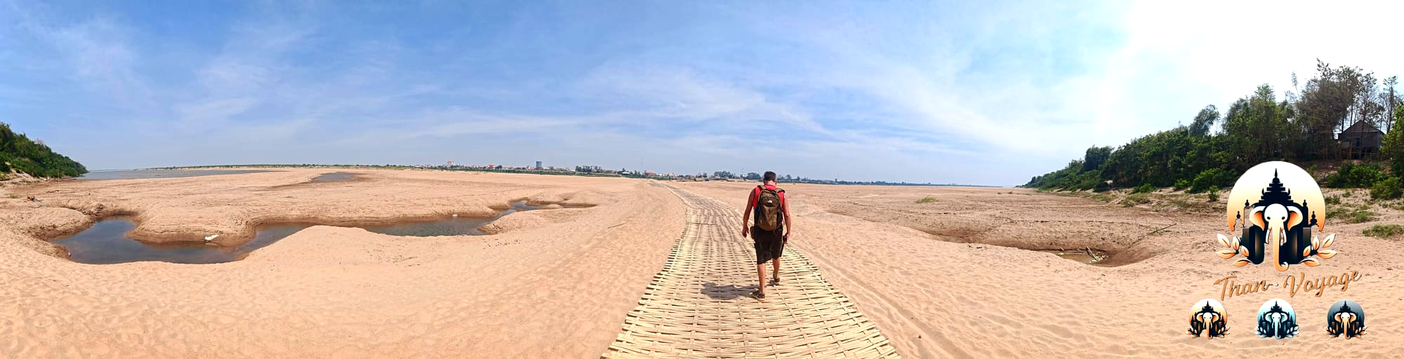 Plage de sable de Koh Trong sur le Mékong