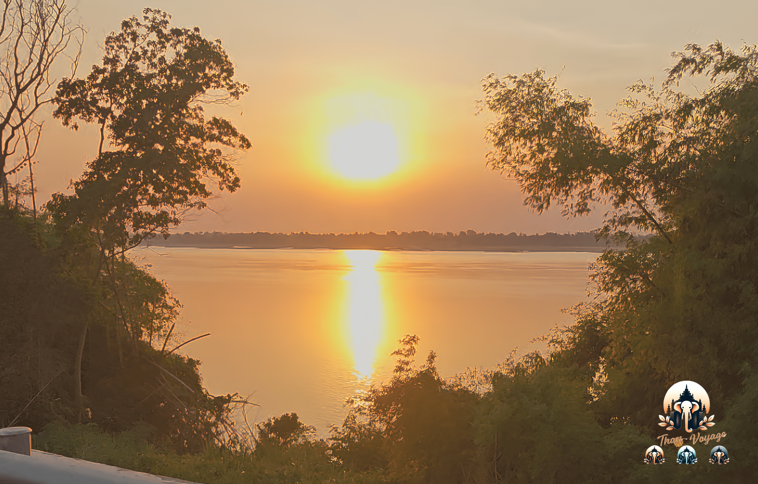 Coucher de soleil sur le Mékong à Kratie