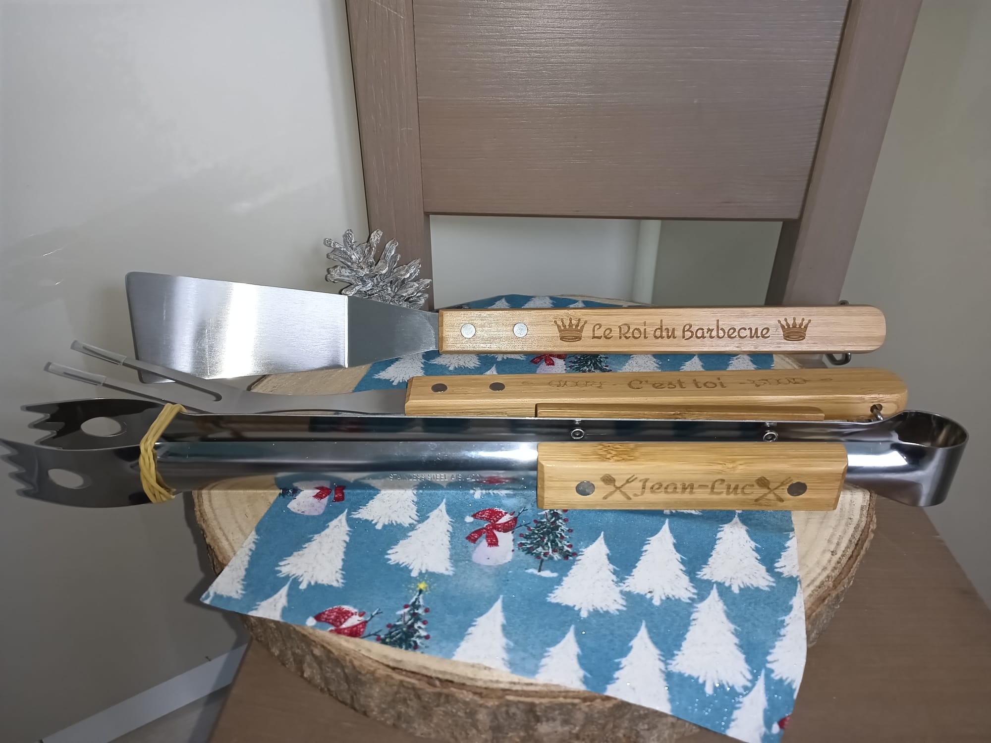 Set ustensile barbecue en bambou personnalisé