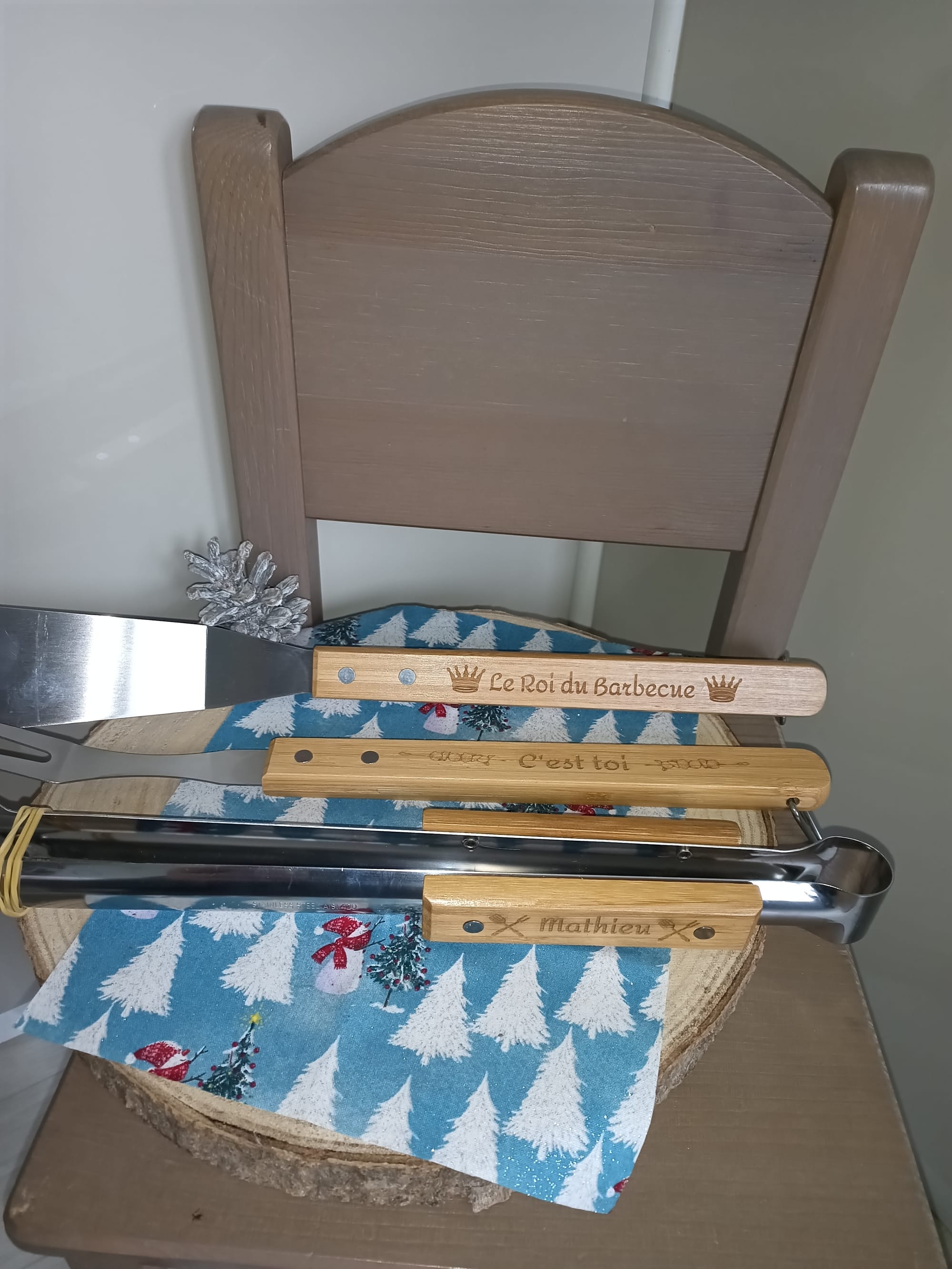 Set ustensile barbecue en bambou personnalisé