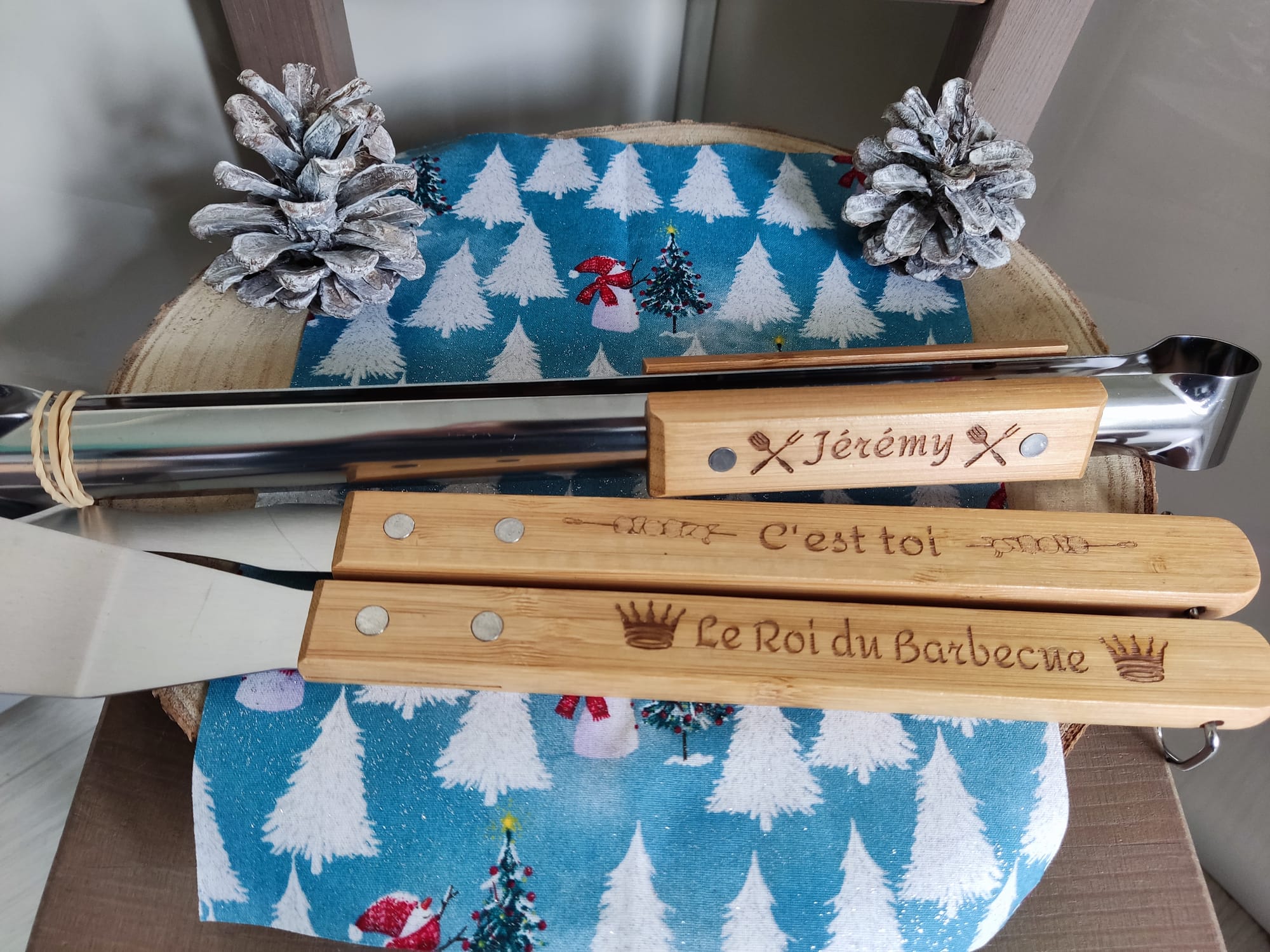 Set ustensile barbecue en bambou personnalisé