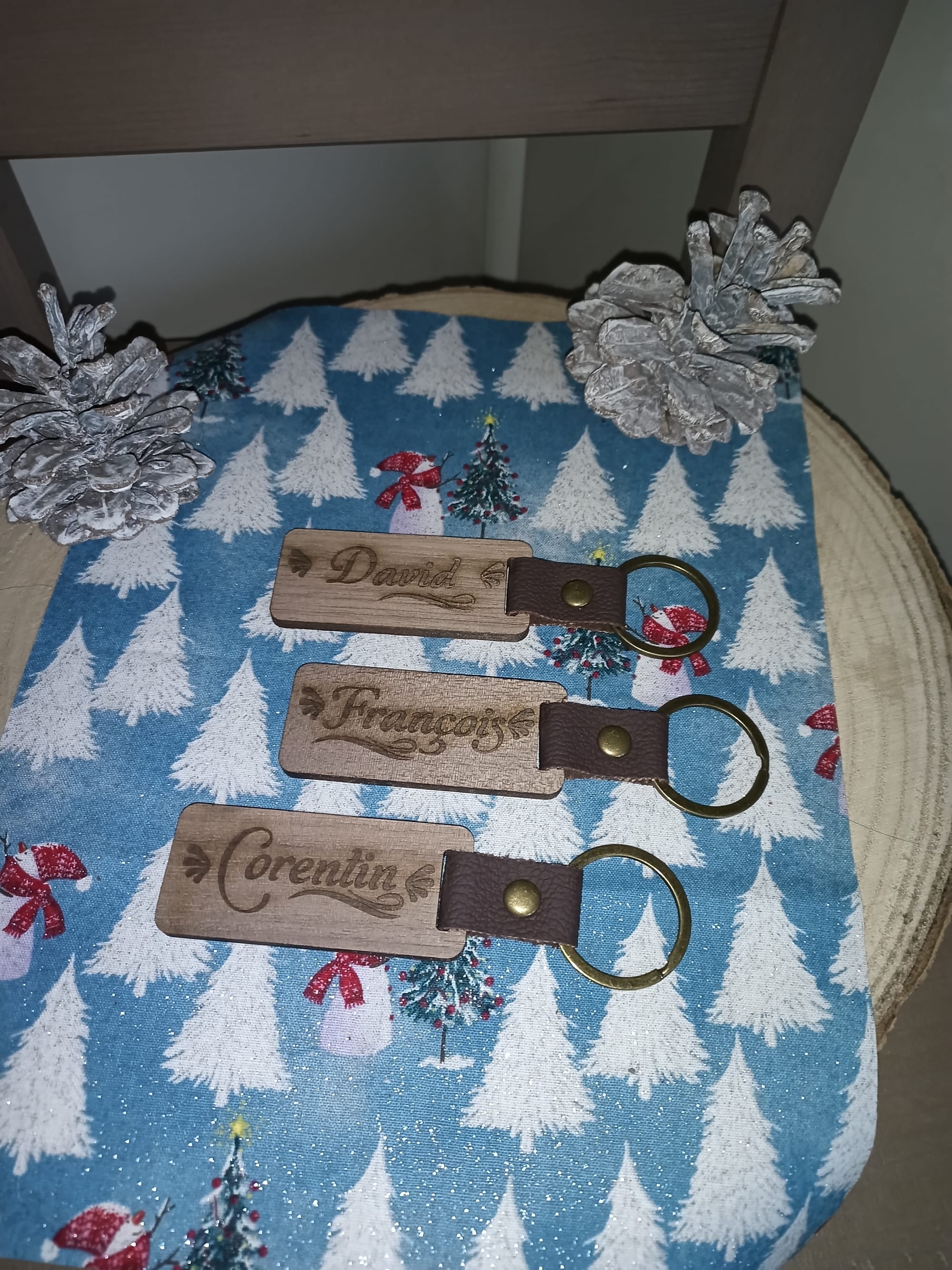 Porte clé bois acajou personnalisé