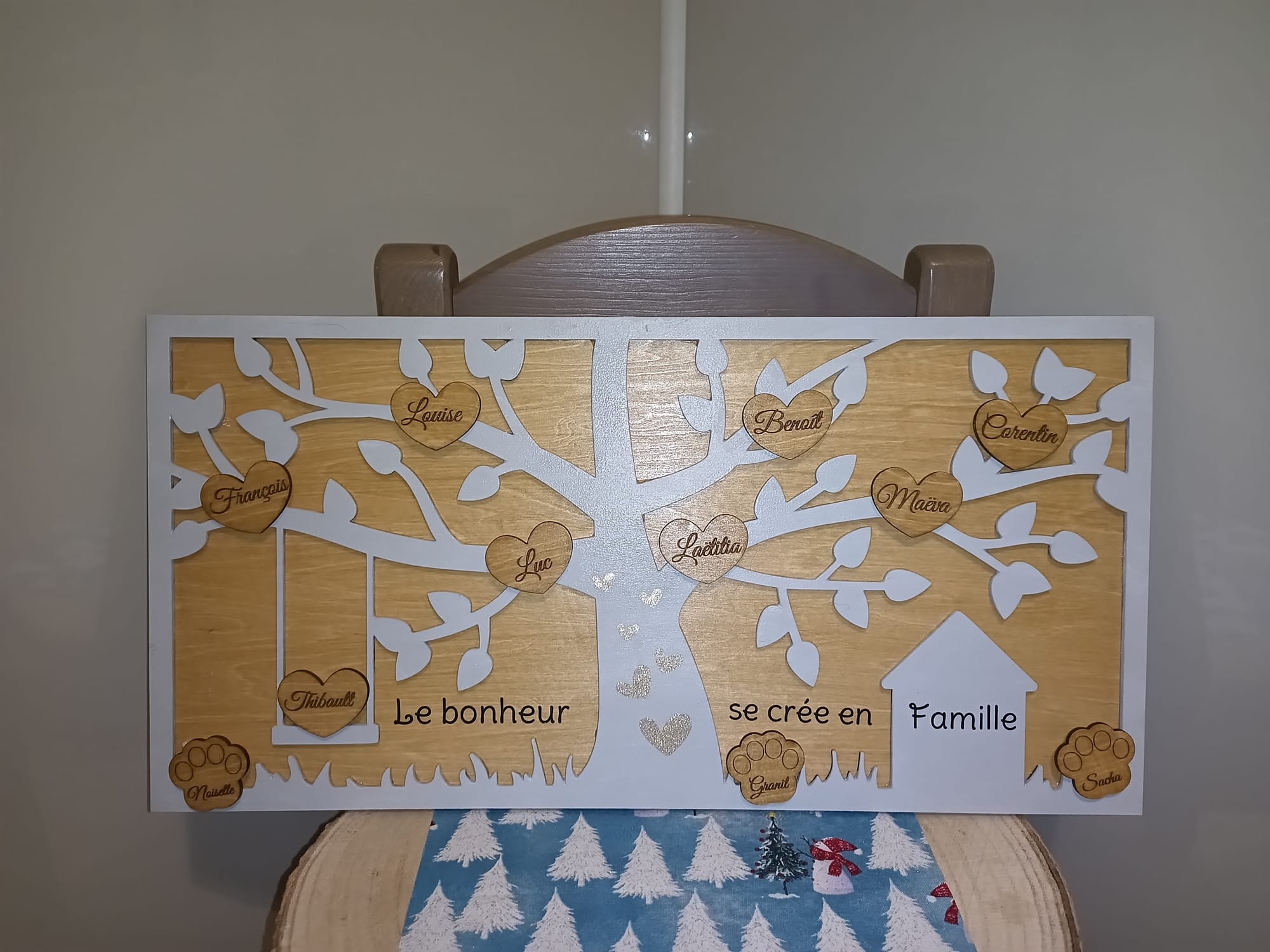 cadre famille à suspendre personnalisé effet 3D