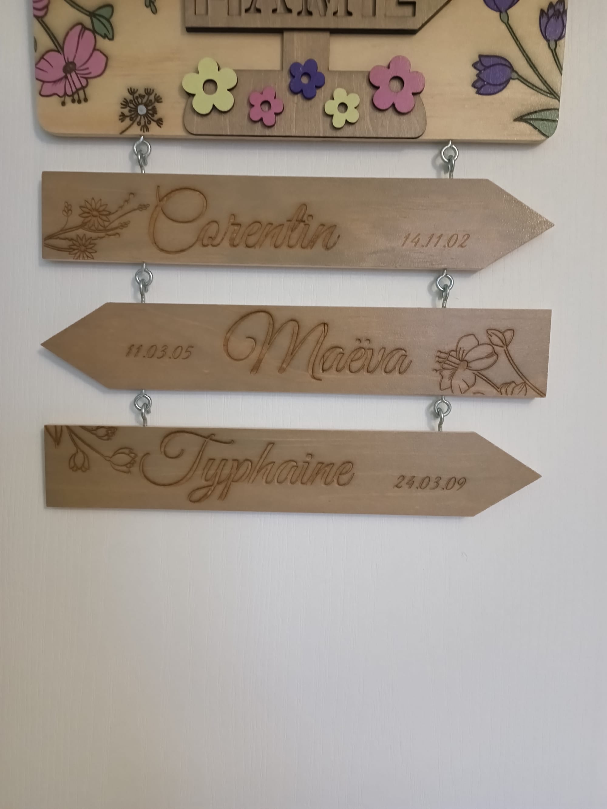 Plaque murale en bois avec flèches personnalisé