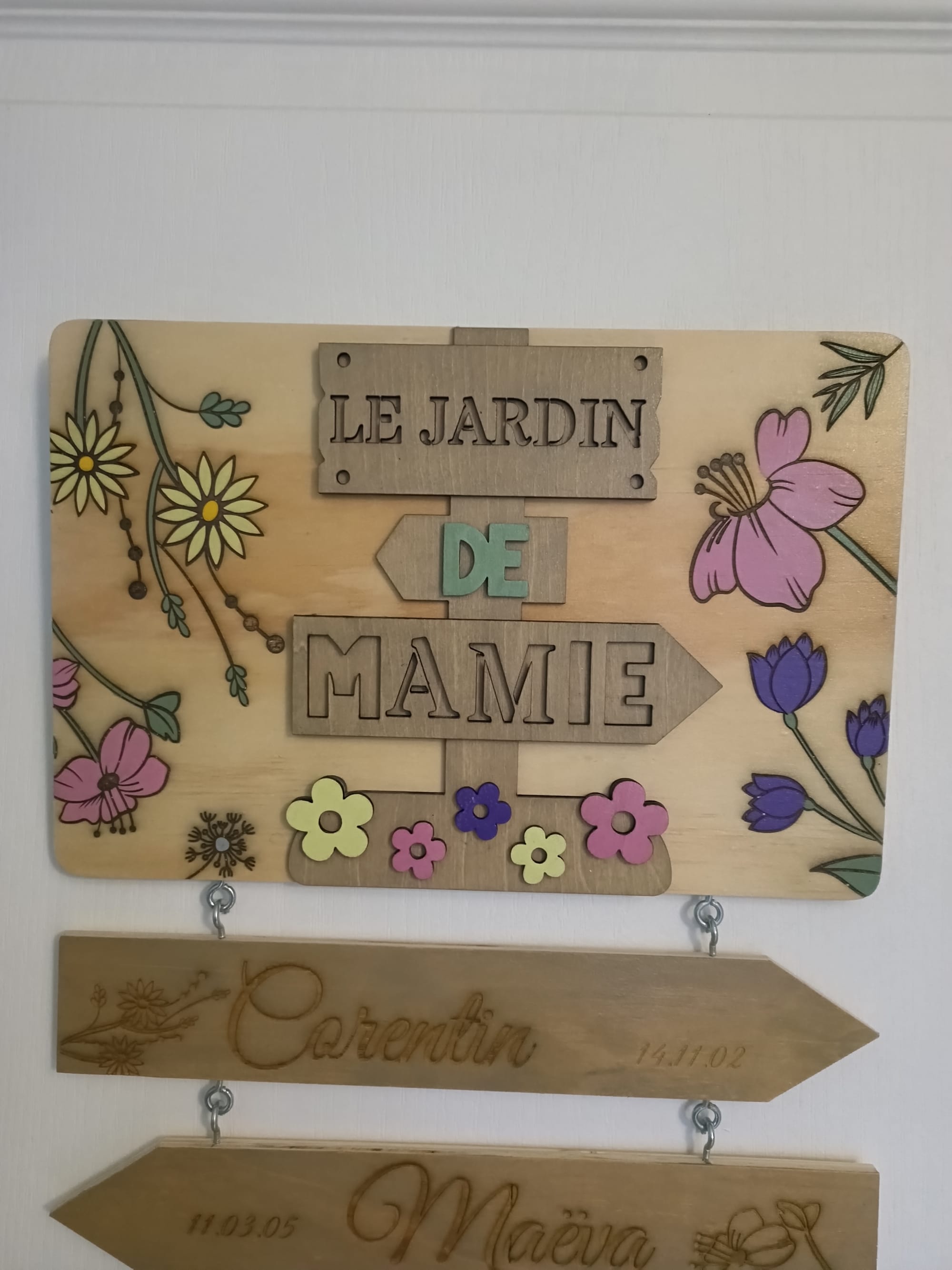 Plaque murale en bois avec flèches personnalisé