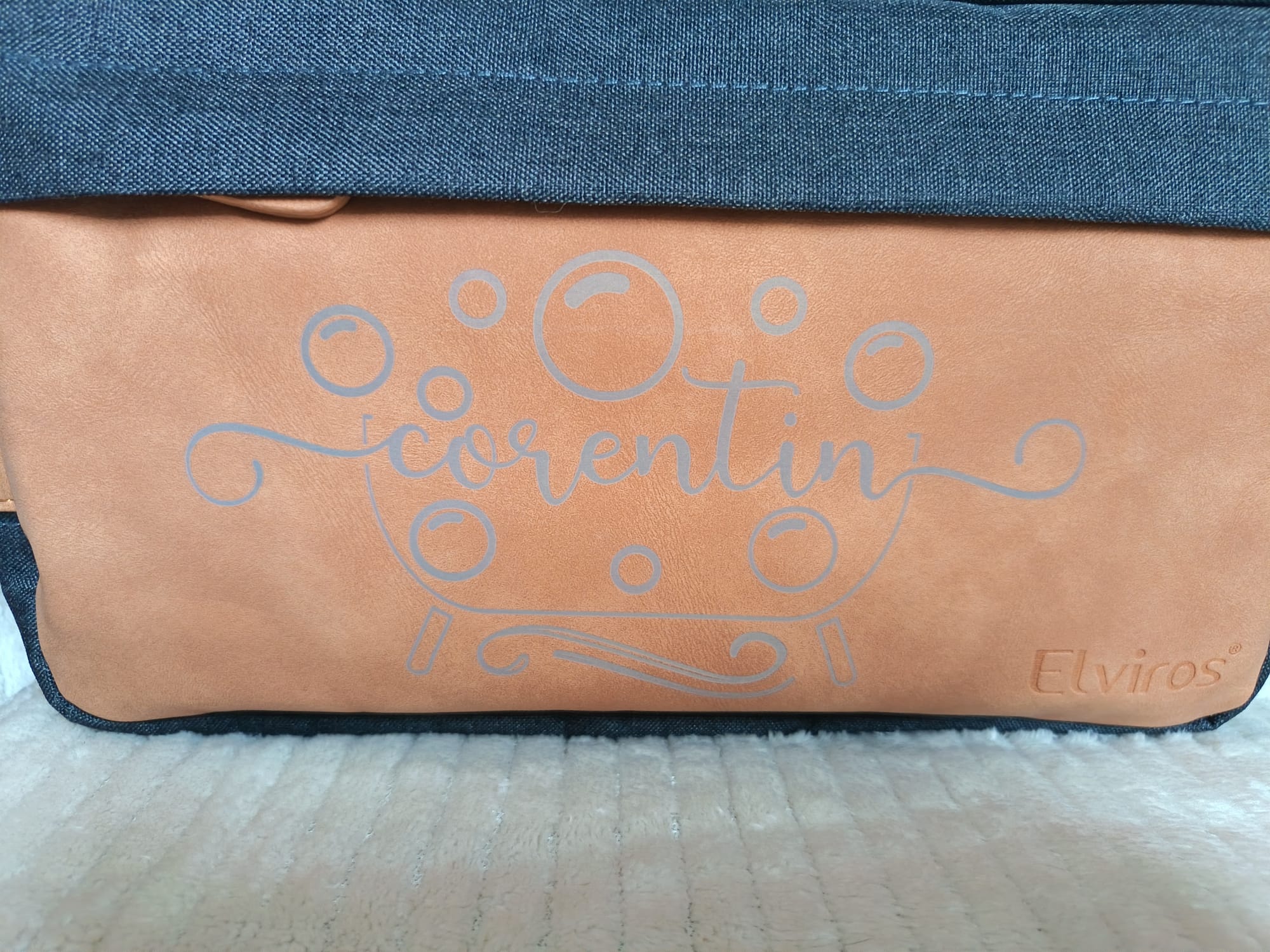 Trousse de toilette personnalisée en cuir et synthétique avec vos prénoms