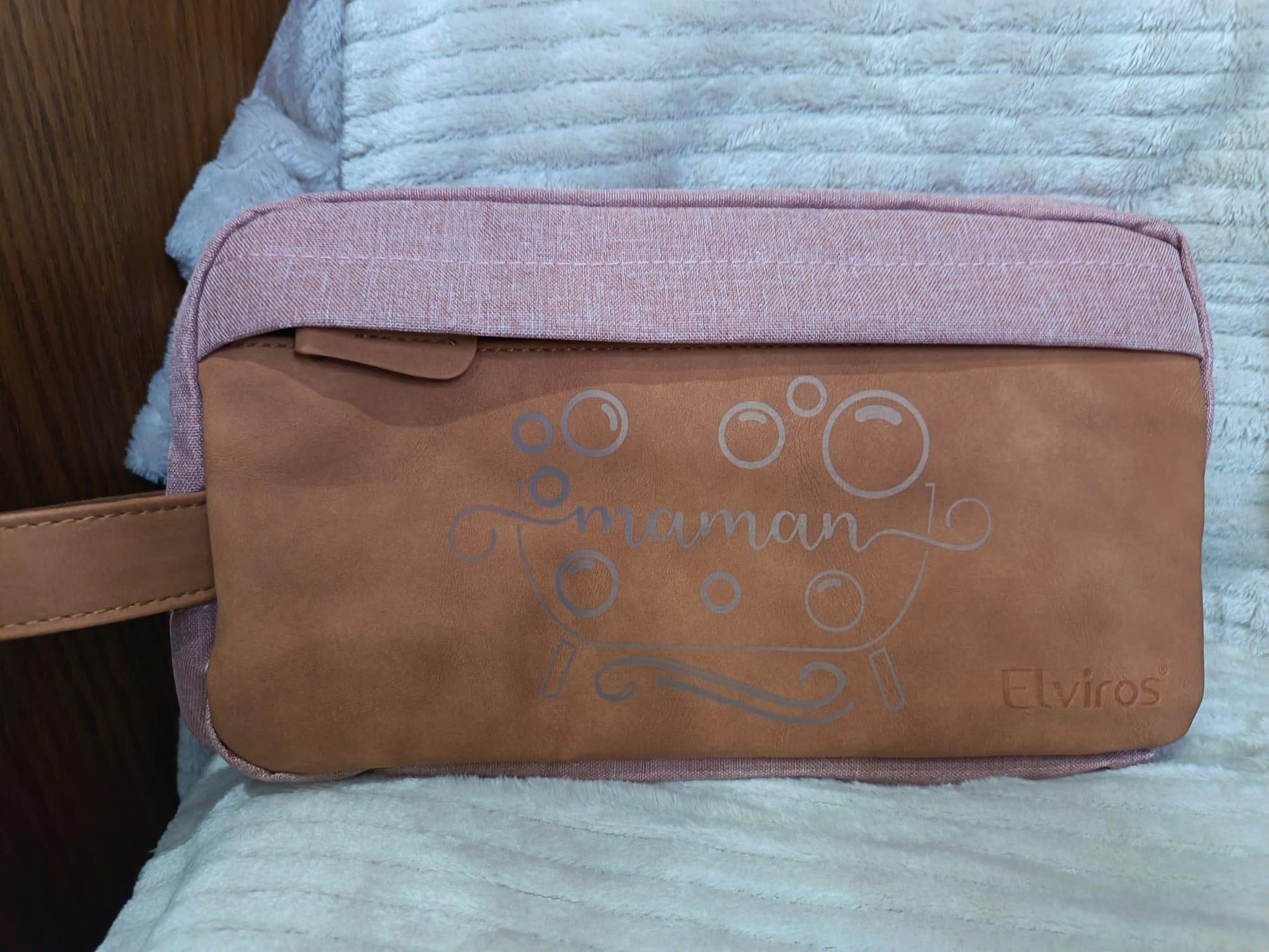 Trousse de toilette personnalisée en cuir et synthétique avec vos prénoms