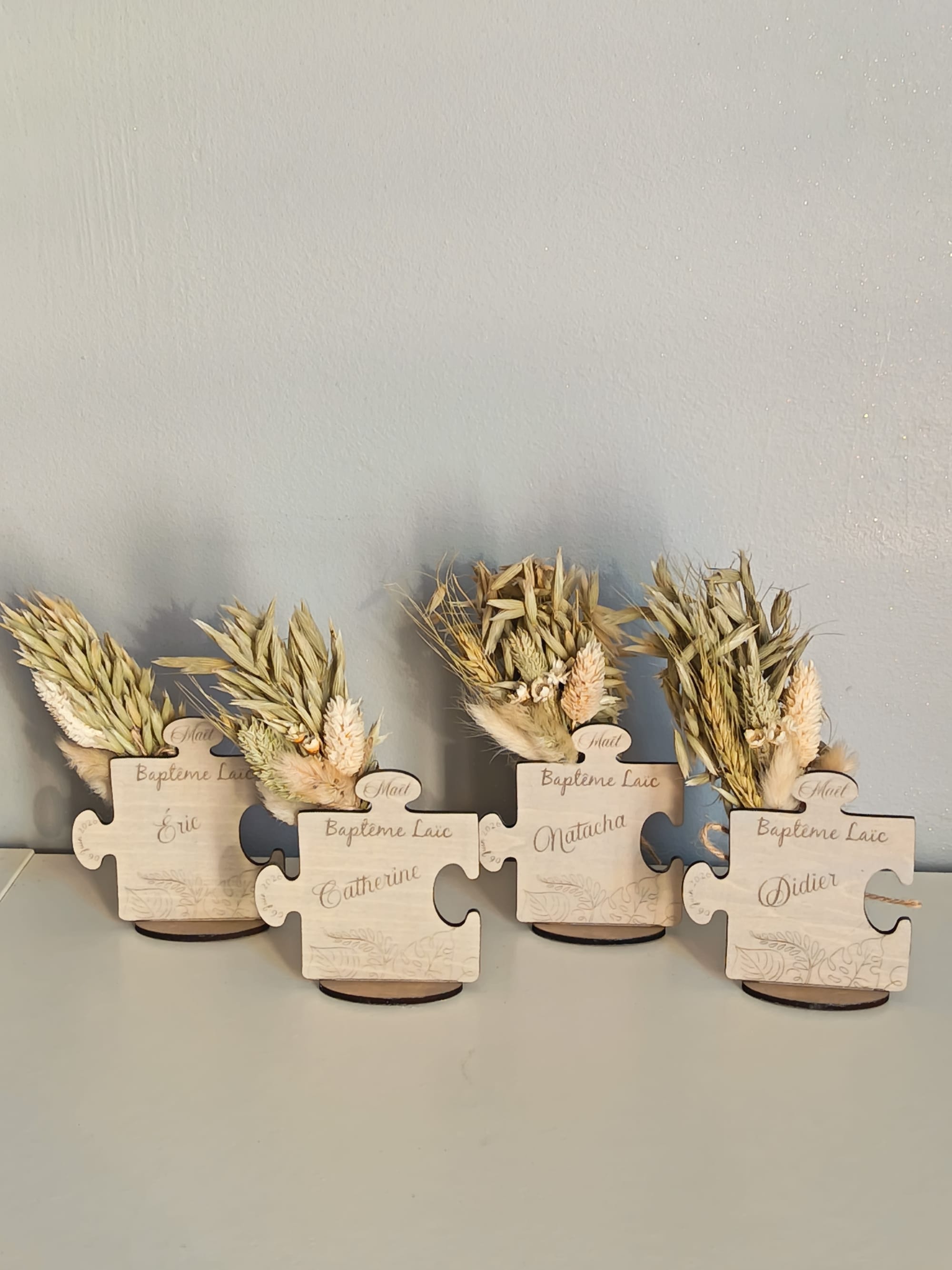 Marque place puzzle baptême personnalisé