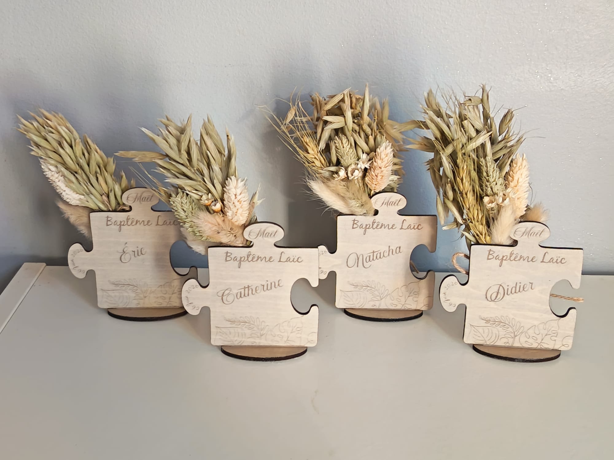Marque place puzzle baptême personnalisé