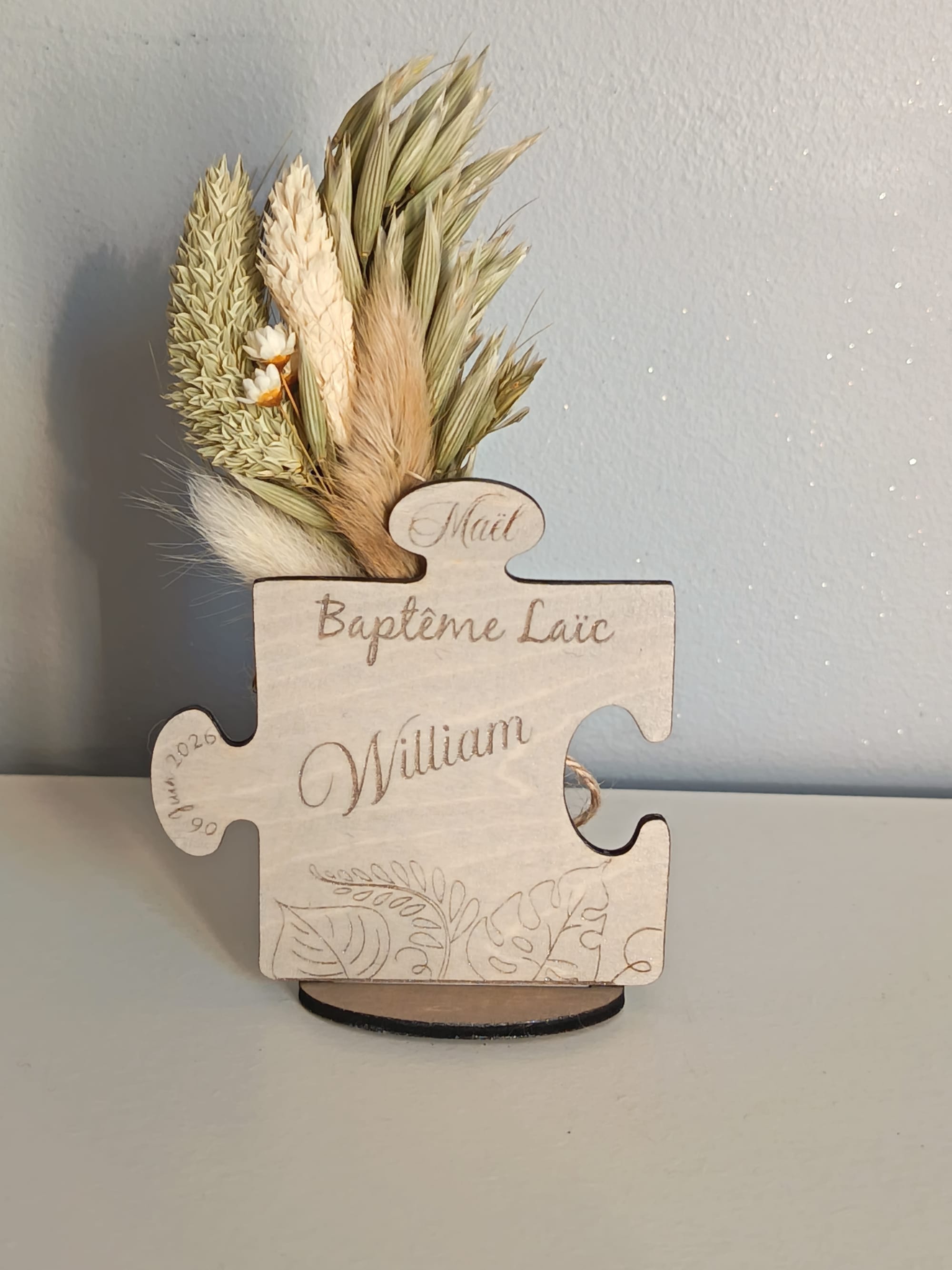 Marque place puzzle baptême personnalisé