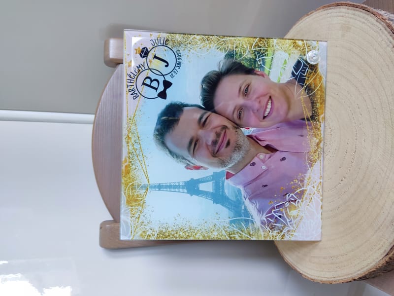 Panneau photo en verre sur pied