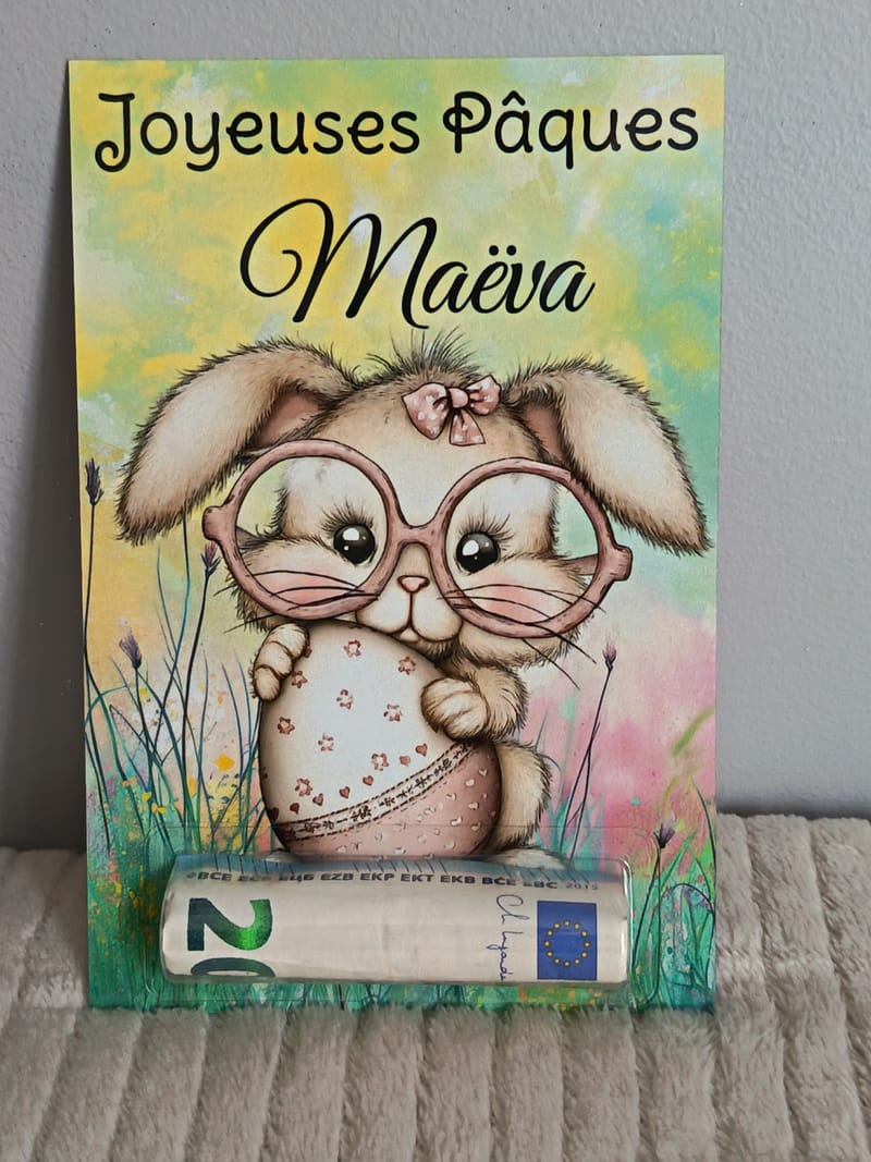 Carte Joyeuses Pâques billet personnalisée