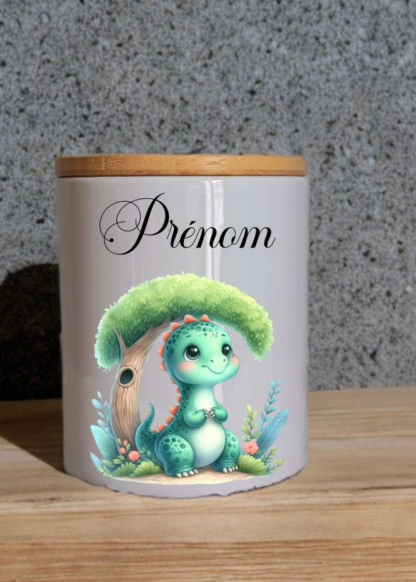 Tirelire en Céramique avec couvercle en bambou personnalisée