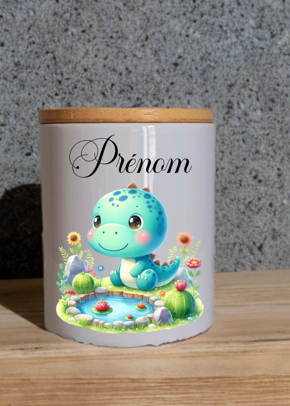Tirelire en Céramique avec couvercle en bambou personnalisée