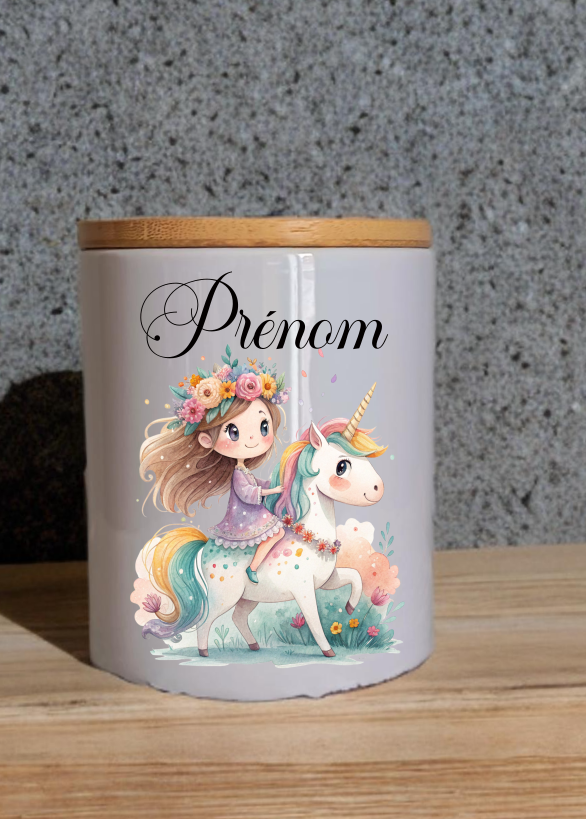 Tirelire en Céramique avec couvercle en bambou personnalisée