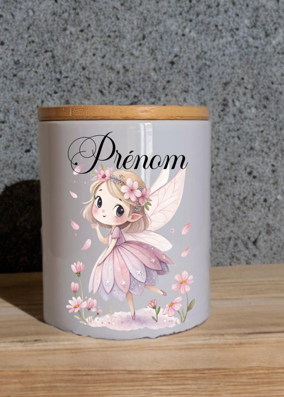 Tirelire en Céramique avec couvercle en bambou personnalisée