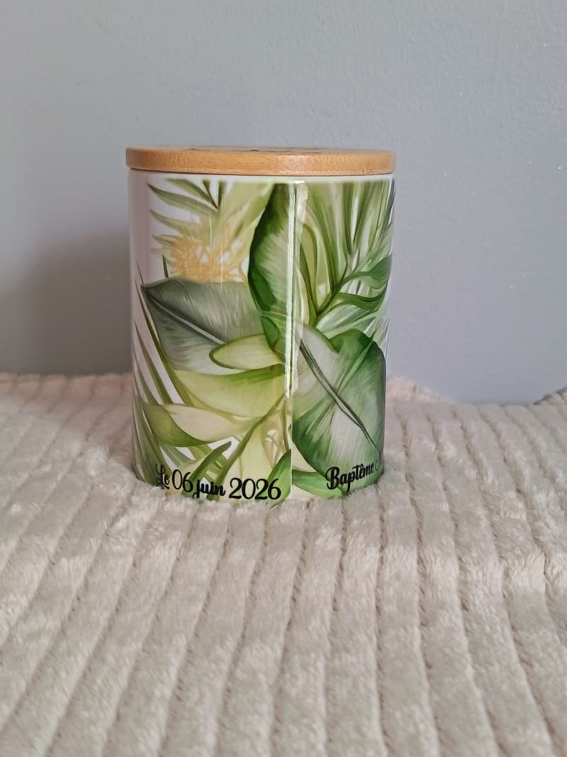 Tirelire en Céramique avec couvercle en bambou personnalisée