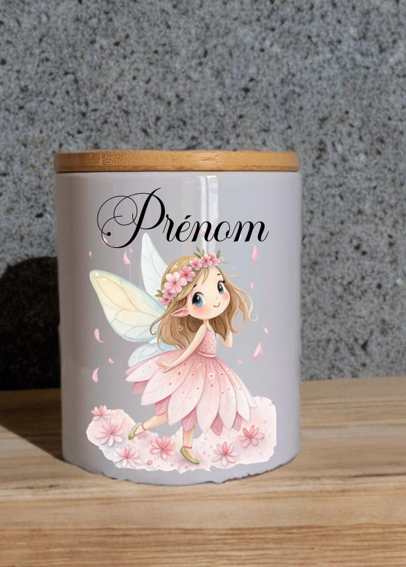 Tirelire en Céramique avec couvercle en bambou personnalisée