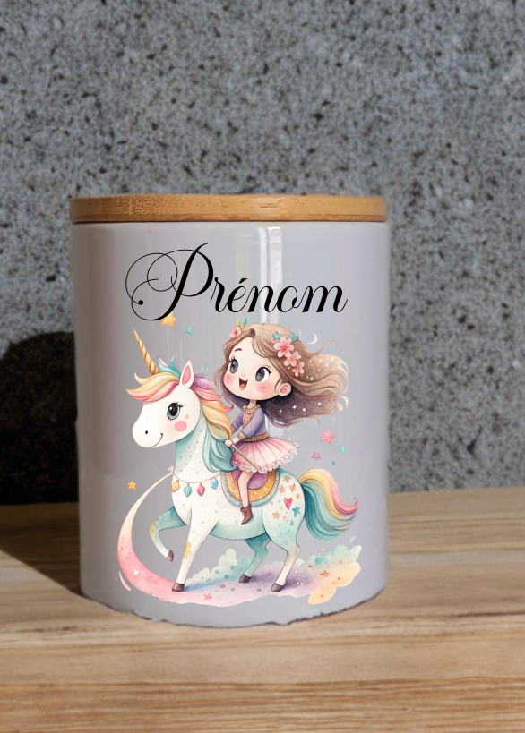 Tirelire en Céramique avec couvercle en bambou personnalisée