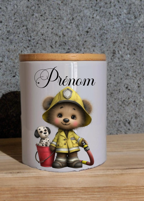 Tirelire en Céramique avec couvercle en bambou personnalisée