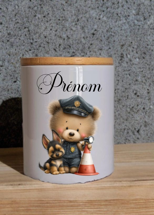 Tirelire en Céramique avec couvercle en bambou personnalisée