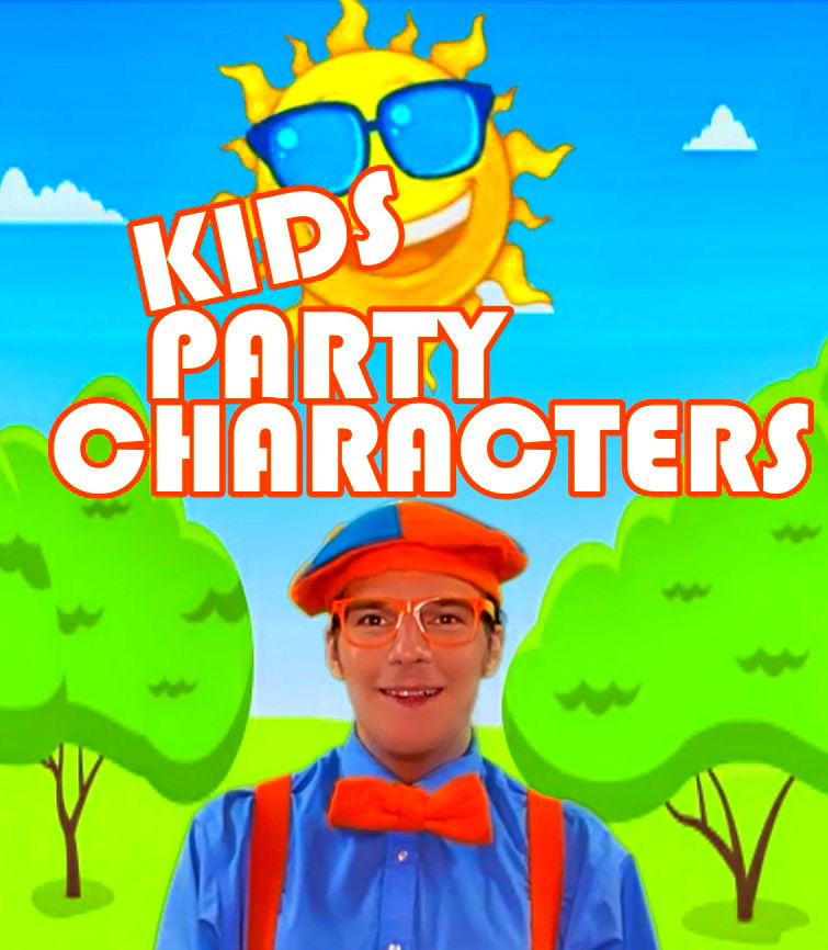 Kids party character entertainer performing for children outdoors in a bright, colorful setting in Toronto.